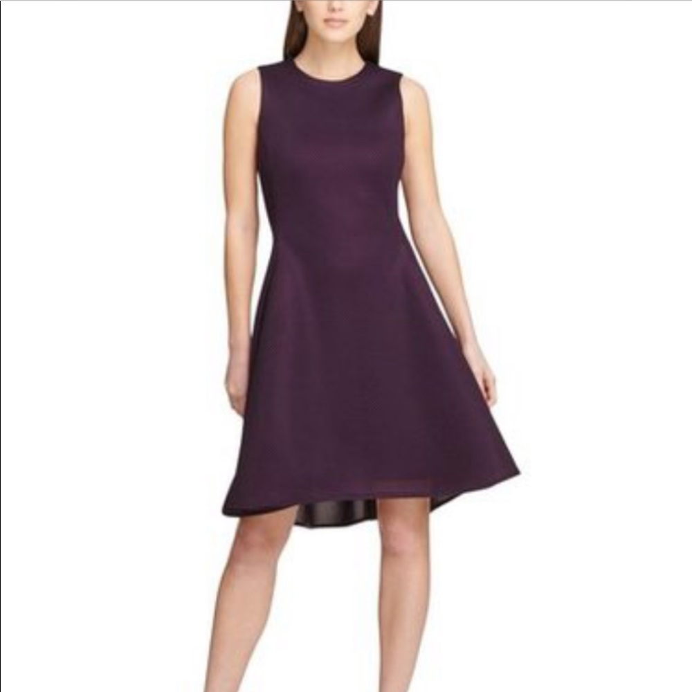DKNY Mesh sleeveless fit & flare dress